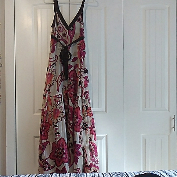 bebe Maxi Dress Size M multi-colored pink/orange/ brown - Picture 5 of 6